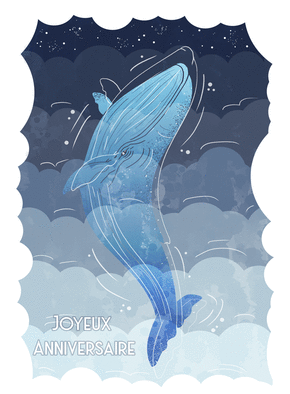 Carte anniversaire Joyeux anniversaire et baleine